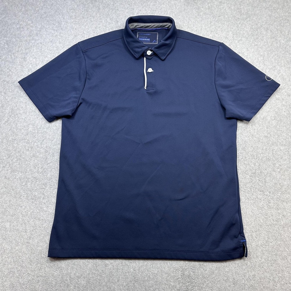 Twillory Polo Shirt Mens Medium Blue Athleisure Athletic Fit Performance Golf